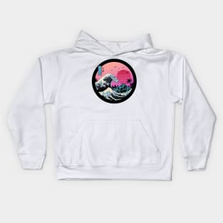 Retro New Wave The Great Wave off Kanagawa Kids Hoodie